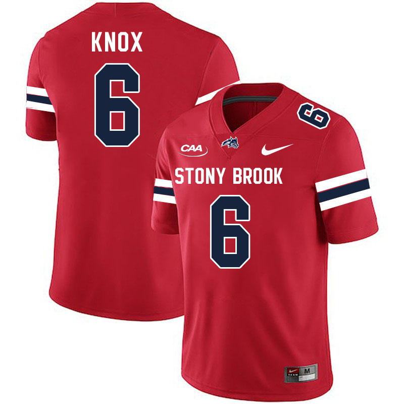 Stony Brook Seawolves #6 Chance Knox College Football Jerseys Stitched-Red